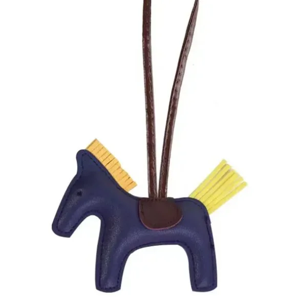 🆕 Equestrian Lucky Horse-Pony Purse Tag or Keychain - Navy Blue & Yellow 🐴 - Picture 2 of 10